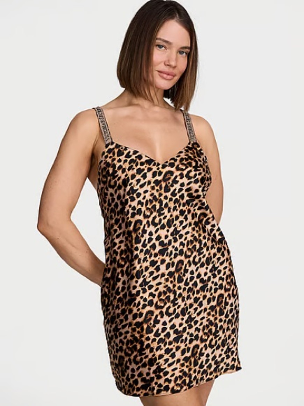 Victoria's Secret Satin Shine Strap Slip Leopard XS